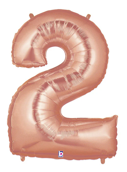 40" (34" Inflated) Foil Shape Megaloon Balloon Number 2 Rose Gold