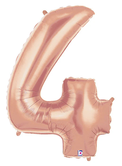 40" (34" Inflated) Foil Shape Megaloon Balloon Number 4 Rose Gold