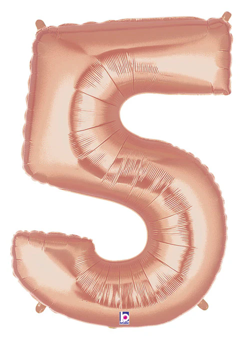40" (34" Inflated) Foil Shape Megaloon Balloon Number 5 Rose Gold