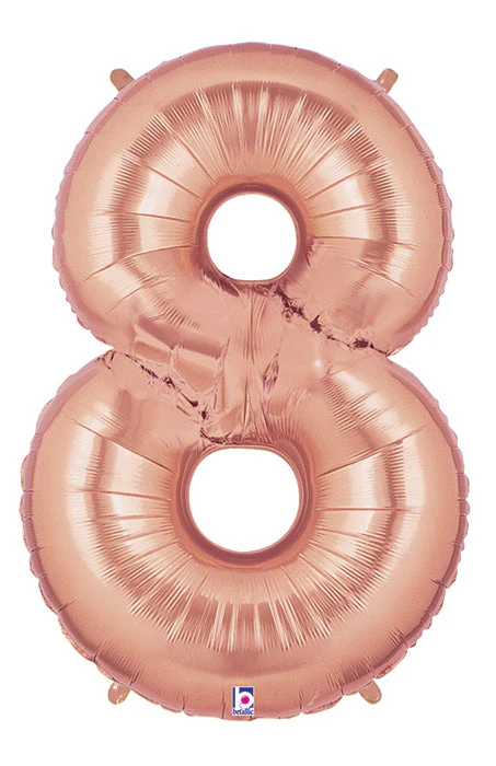40" (34" Inflated) Foil Shape Megaloon Balloon Number 8 Rose Gold