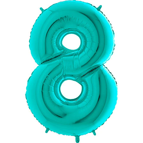 40" (34" Inflated) Foil Shape Megaloon Balloon Number 8 Tiffany Blue