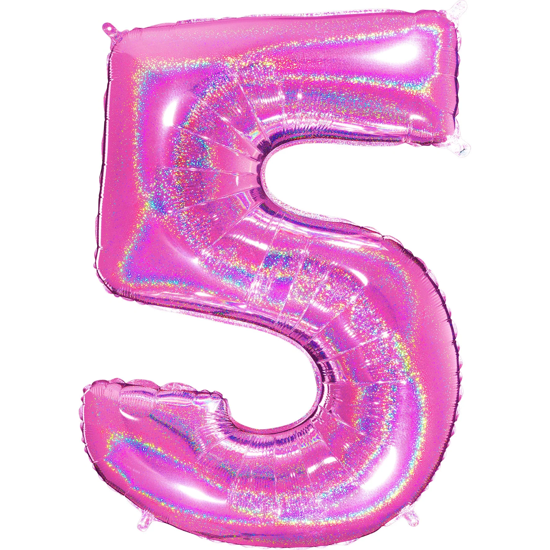 40" (34" Inflated) Number "5" Fucshia Glitter Holographic Balloons