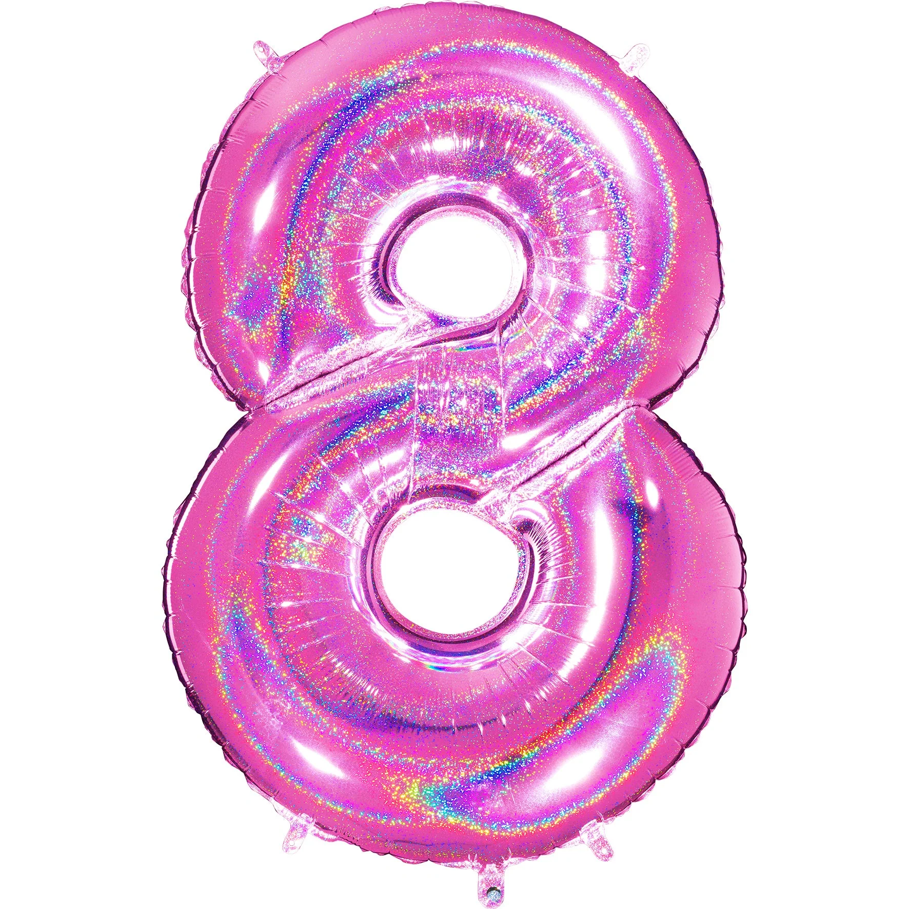 40" (34" Inflated) Number "8" Fucshia Glitter Holographic Balloons