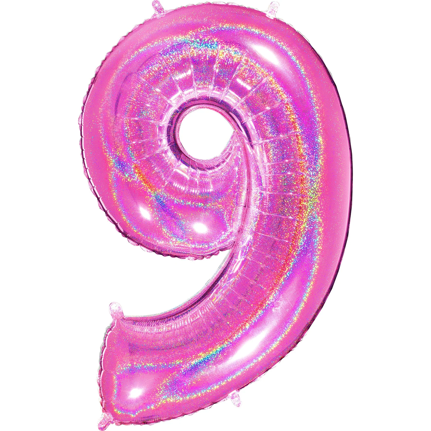 40" (34" Inflated) Number "9" Fucshia Glitter Holographic Balloons