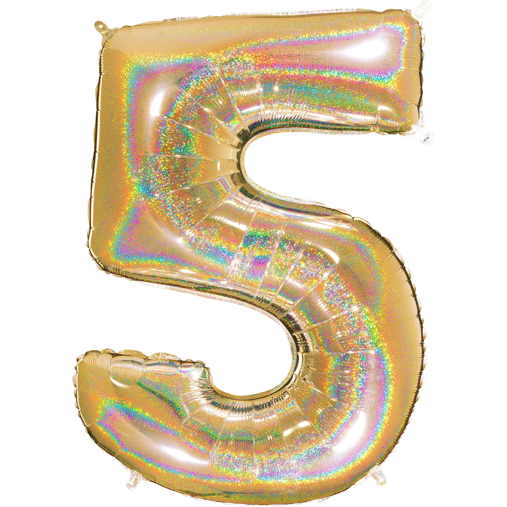 40" (34" Inflated) Number "5" Gold Glitter Holographic Balloons
