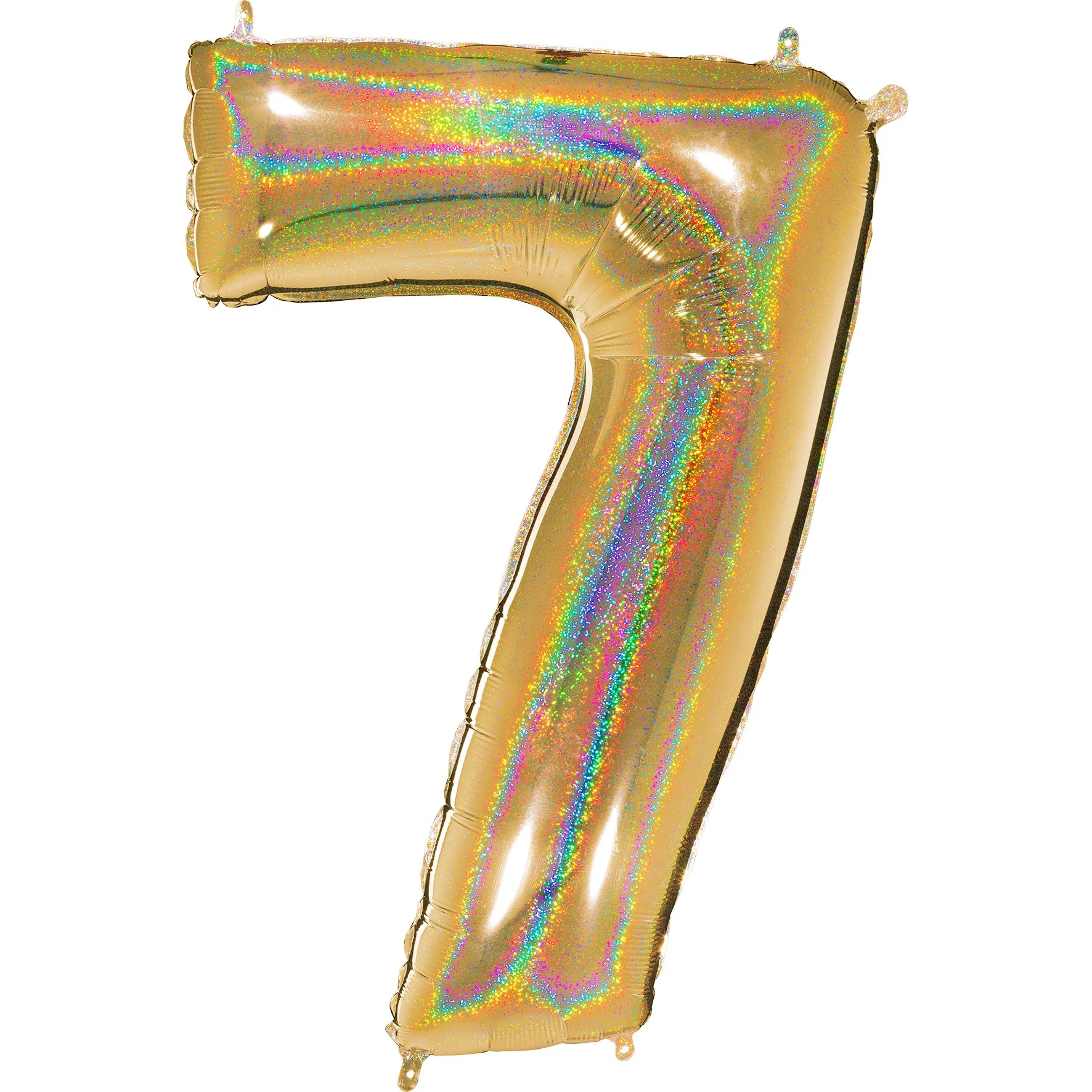 40" (34" Inflated) Number "7" Gold Glitter Holographic Balloons