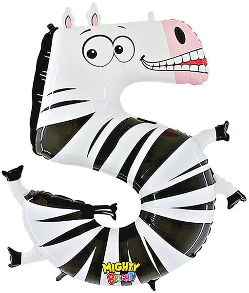 40" (34" Inflated) Number 5 "Zebra" Jumbo Balloon