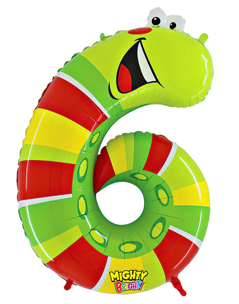 40" (34" Inflated) Number 6 "Caterpillar" Jumbo Balloon