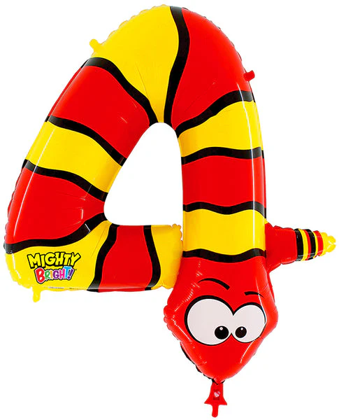 40" (34" Inflated) Number 4 "Snake" Jumbo Balloon (Polybag)
