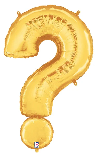 40" (34" Inflated) Megaloon Foil Balloon Question Mark ( ? ) Gold