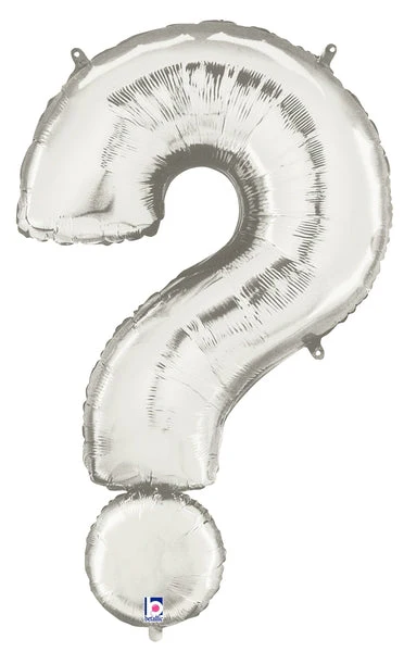 40" (34" Inflated) Megaloon Foil Balloon Question Mark ( ? ) Silver