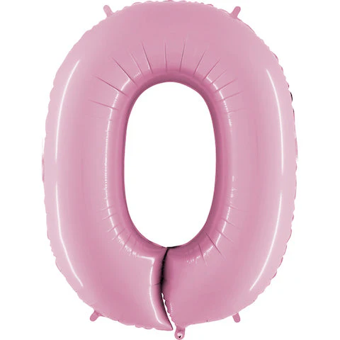 40" (34" Inflated) Megaloon Foil Shape Number 0 Baby Pink Balloon