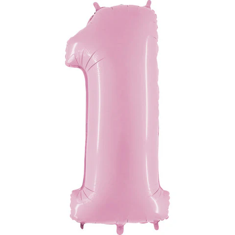 40" (34" Inflated) Megaloon Foil Shape Number 1 Baby Pink Balloon