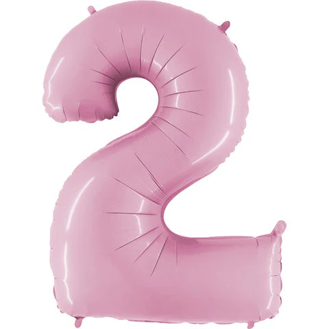 40" (34" Inflated) Megaloon Foil Shape Number 2 Baby Pink Balloon