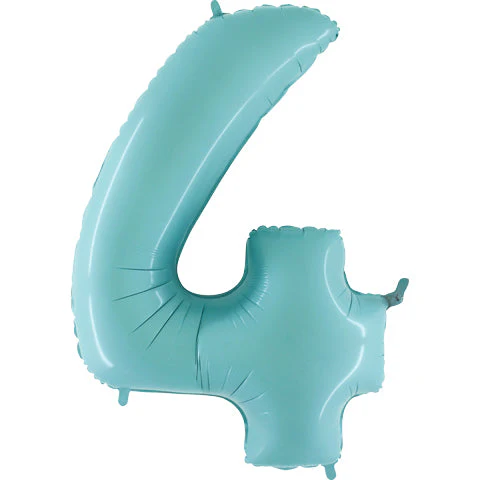 40" (34" Inflated) Megaloon Foil Shape Number 4 Baby Blue Balloon