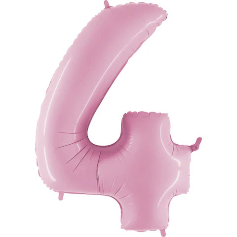 40" (34" Inflated) Megaloon Foil Shape Number 4 Baby Pink Balloon