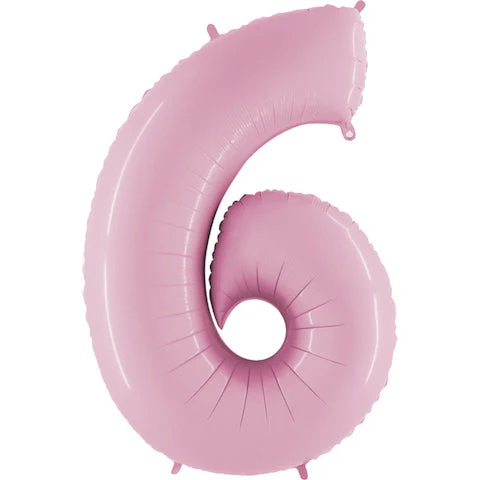 40" (34" Inflated) Megaloon Foil Shape Number 6 Baby Pink Balloon