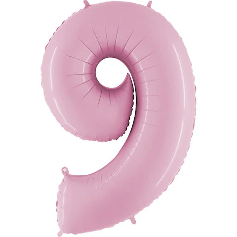 40" (34" Inflated) Megaloon Foil Shape Number 9 Baby Pink Balloon