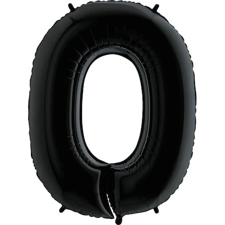 40" (34" Inflated) Megaloon Foil Shape Number Polybagged 0 Black Balloon