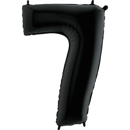 40" (34" Inflated) Megaloon Foil Shape Number Polybagged 7 Black Balloon