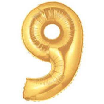 40" (34" Inflated) Megaloon Large Number Balloon 9 Gold