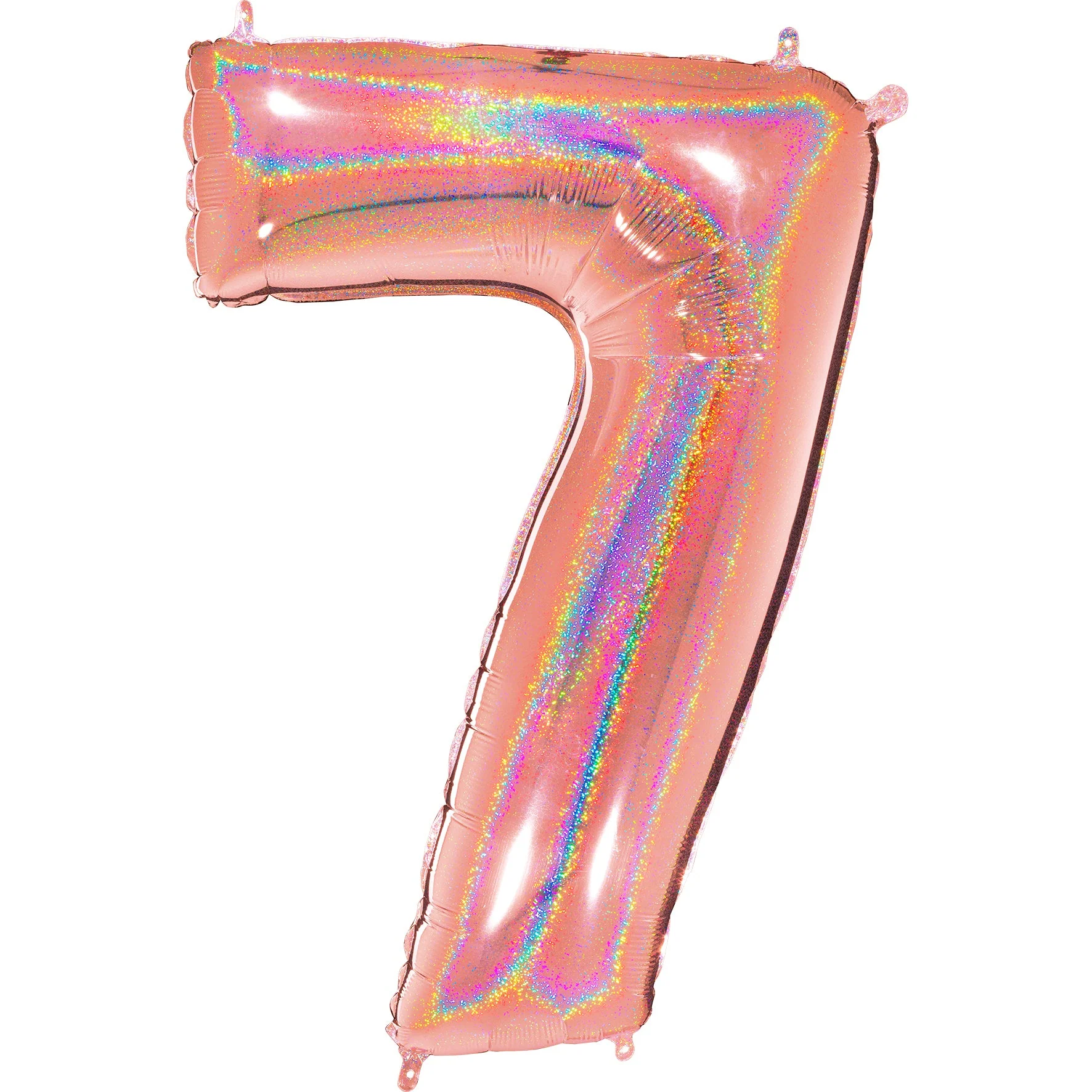 40" (34" Inflated) Number "7" Rose Gold Glitter Holographic Balloons