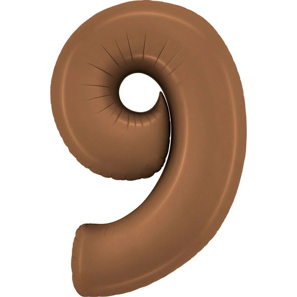 40" (34" Inflated) Number "9" Satin Chocolate Brown Foil Balloons