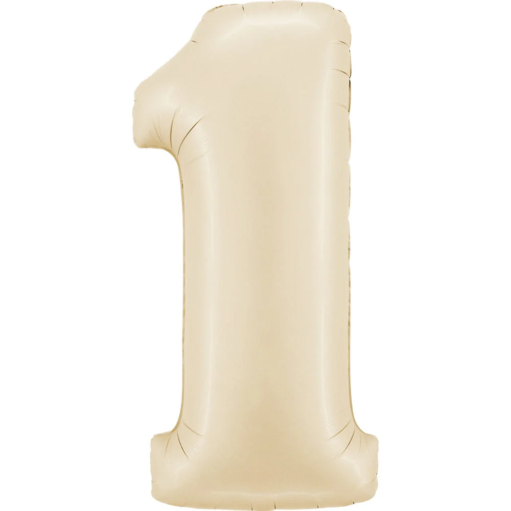 40" (34" Inflated) Number "1" Satin Cream Foil Balloons