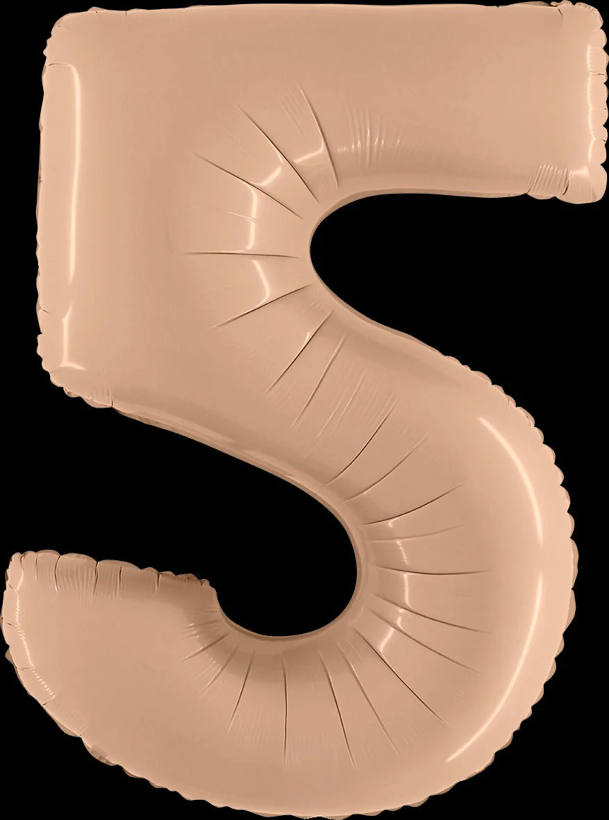 40" (34" Inflated) Number "5" Satin Nude Foil Balloons