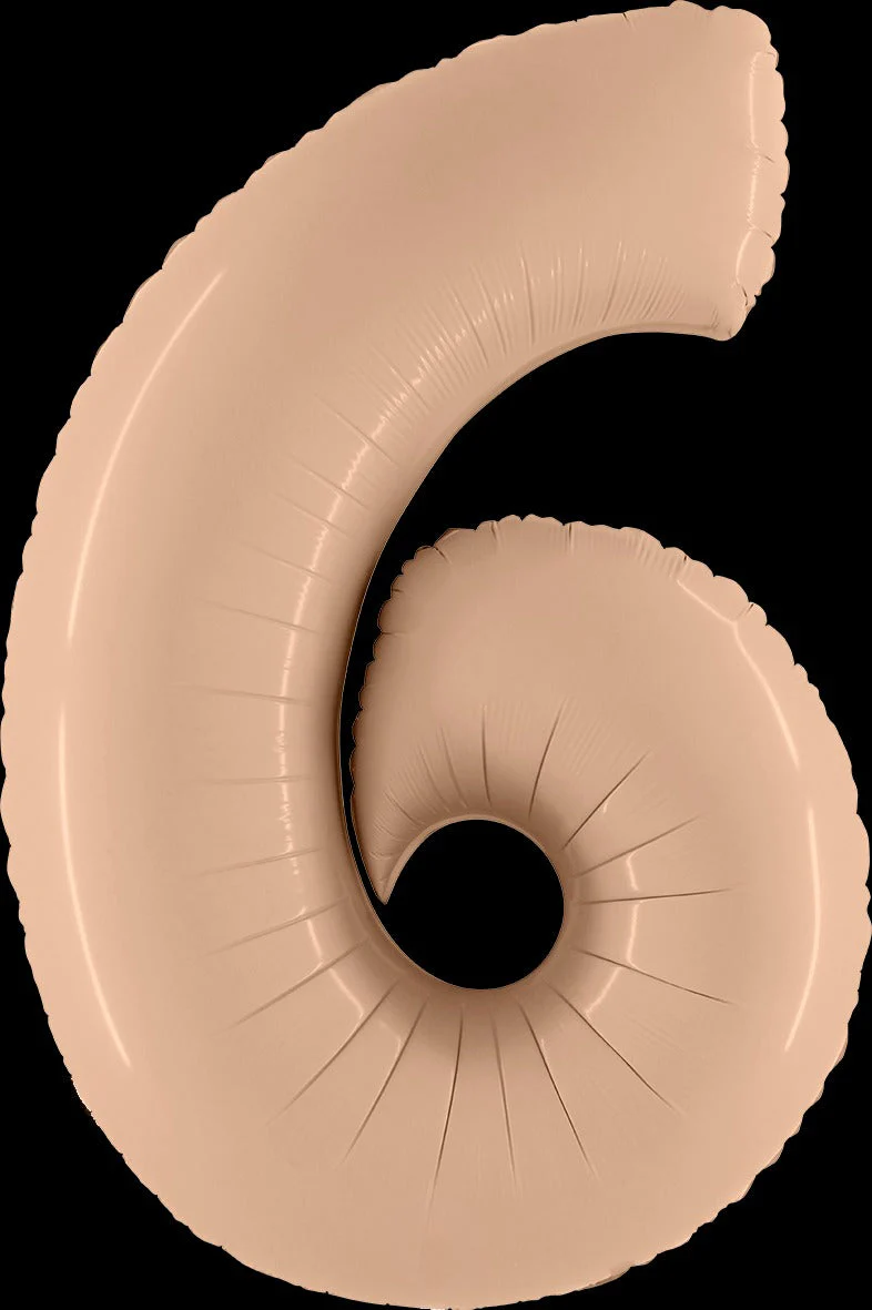 40" (34" Inflated) Number "6" Satin Nude Foil Balloons