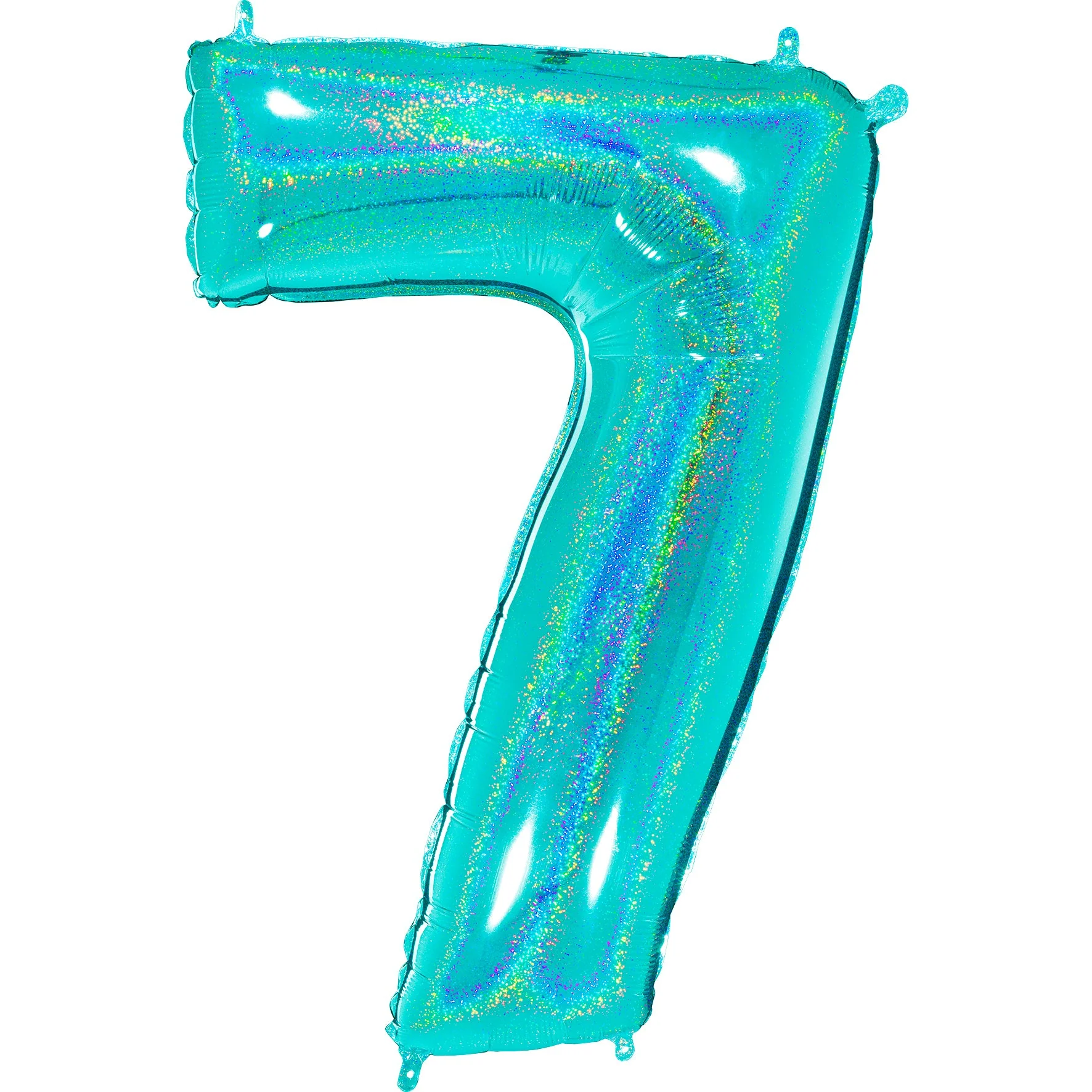 40" (34" Inflated) Number "7" Tiffany Glitter Holographic Balloons