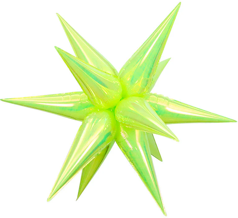 40" Airfill Decor Only Pearl Lustrous Iridescent Green Starburst (12 Piece Kit) Balloon