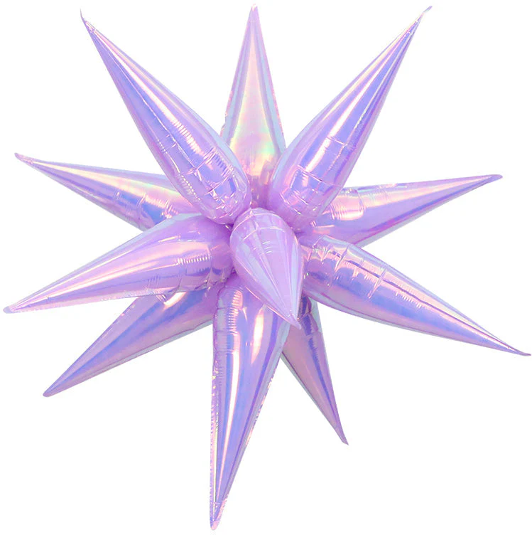 40" Airfill Decor Only Pearl Lustrous Iridescent Purple Starburst (12 Piece Kit) Balloon