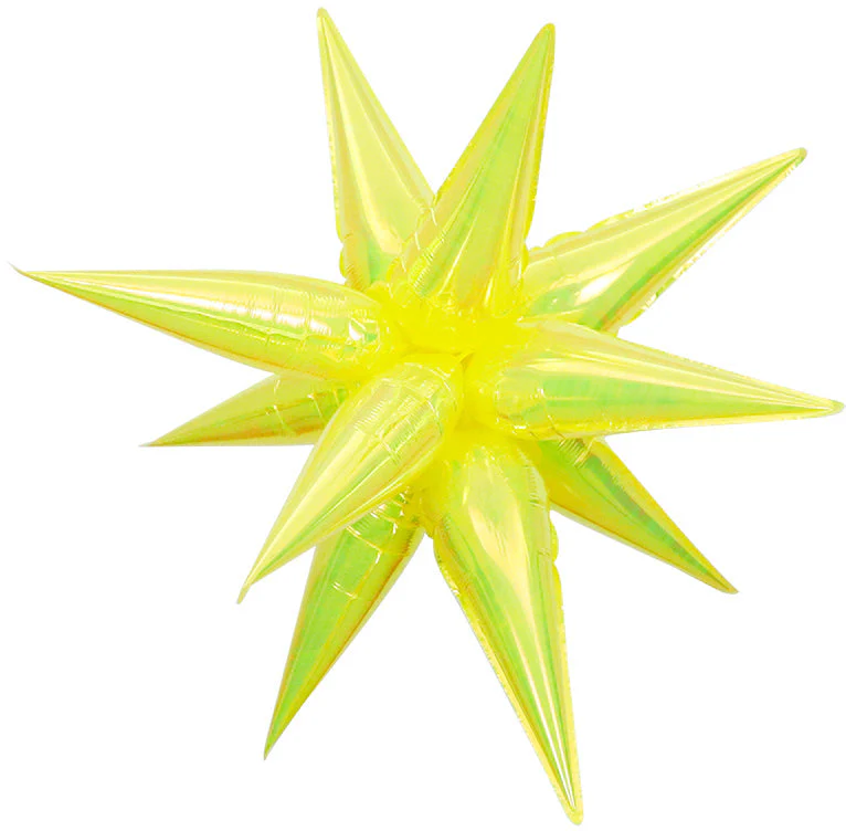 40" Airfill Decor Only Pearl Lustrous Iridescent Yellow Starburst (12 Piece Kit) Balloon