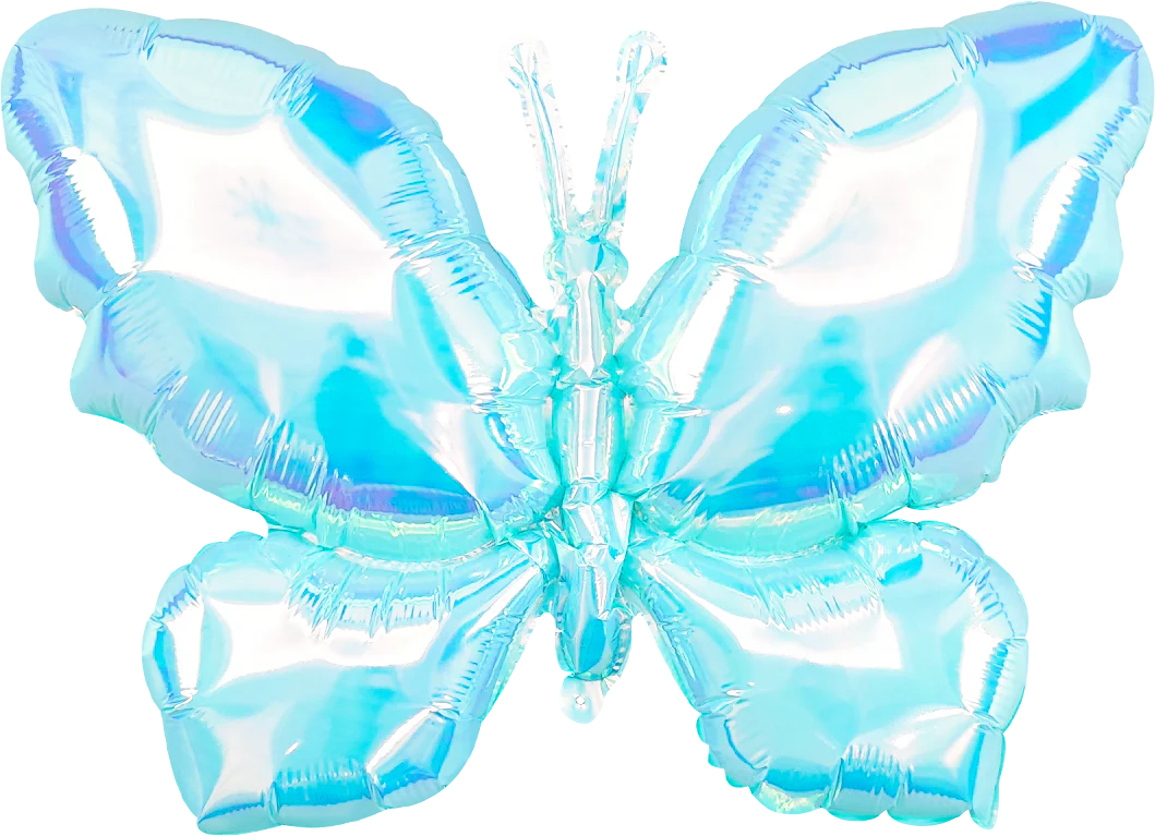 40" Airfill Only Iridescent Blue Butterfly Balloon