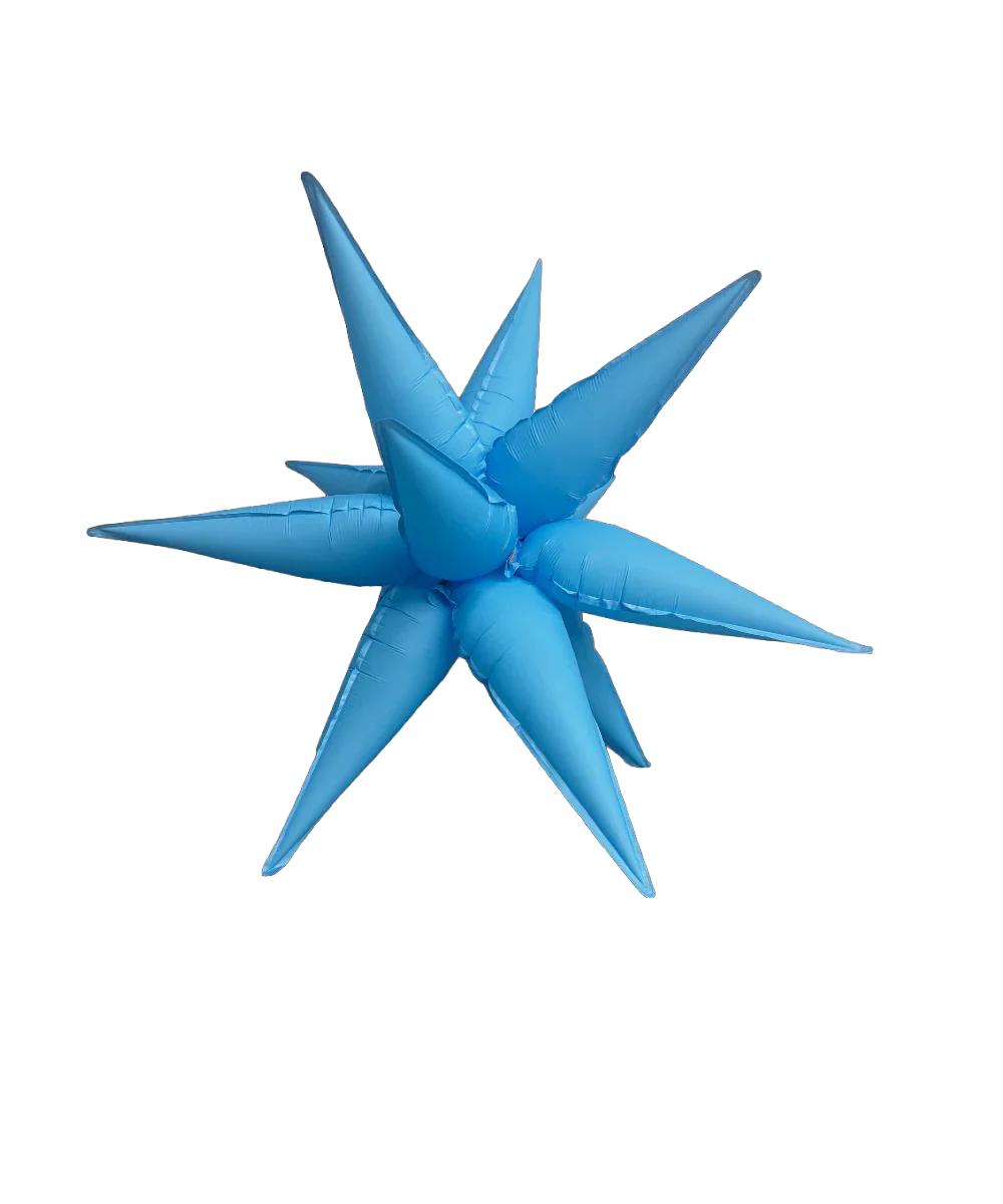 40" Airfill Only Neon Blue Deco Starburst (12 Piece Kit) Balloon