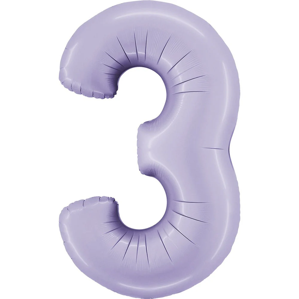 40" (34" Inflated) Number 3 Satin Lilac Foil Balloon