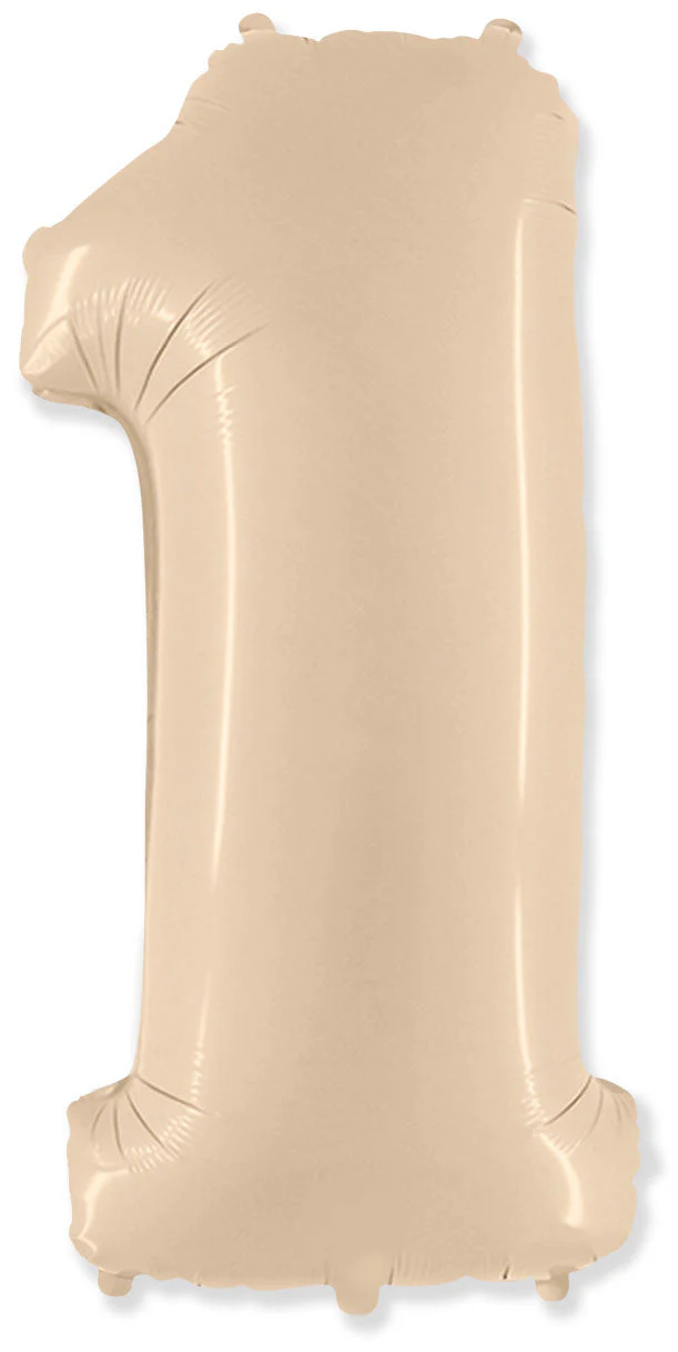 32" Inflated (40" Uninflated Approx) Satin Cream Number "1" Foil Balloon Flexmetal