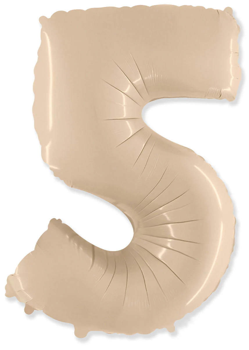 32" Inflated (40" Uninflated Approx) Satin Cream Number "5" Foil Balloon Flexmetal