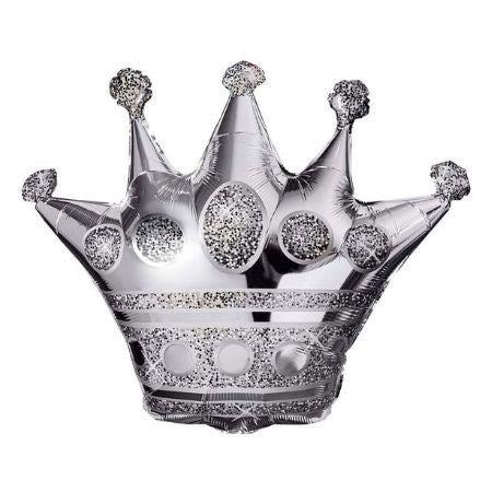 40" Silver Crown Shape Foil Balloon