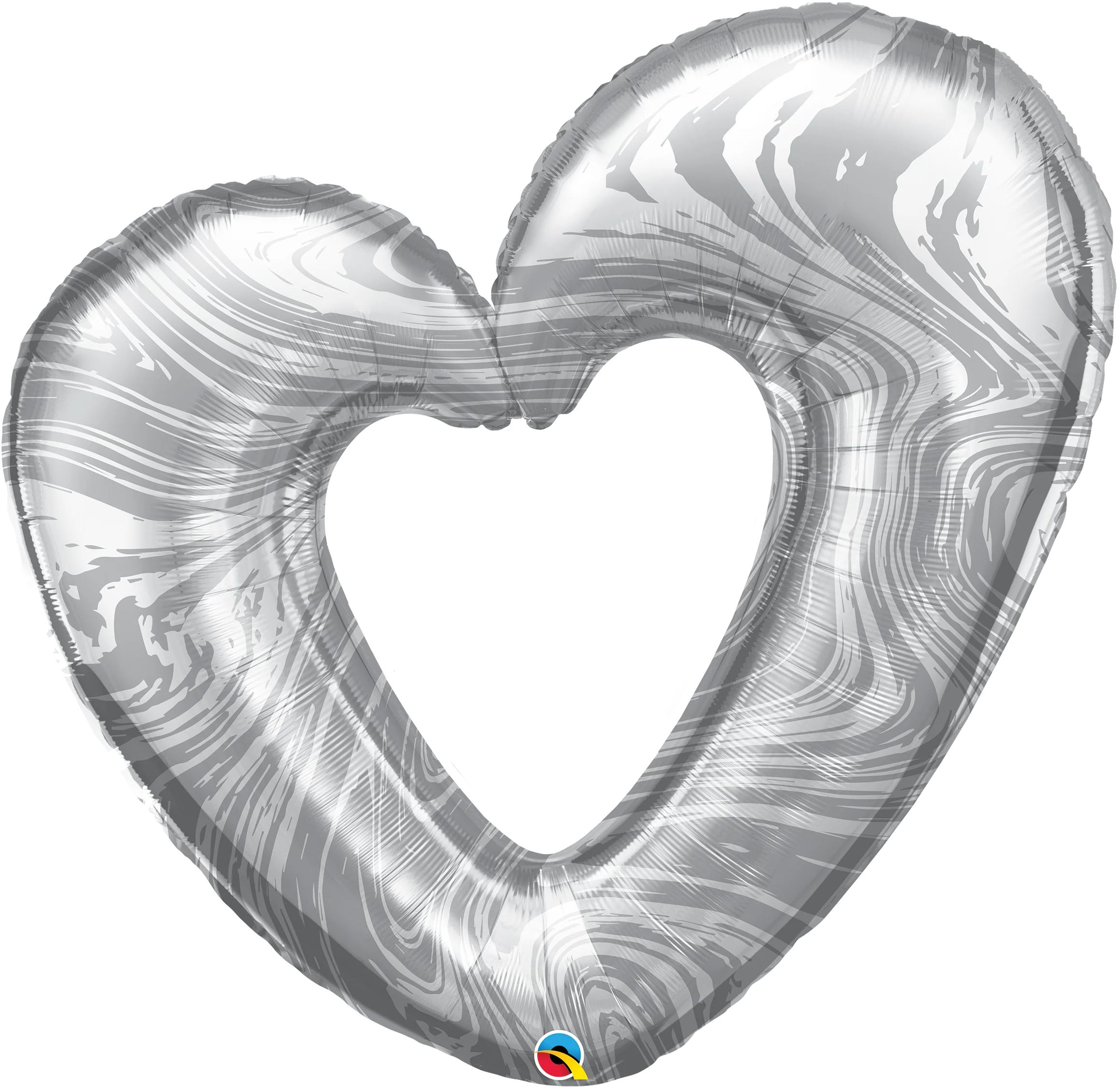 42" Open Marble Heart - Silver Foil Balloon