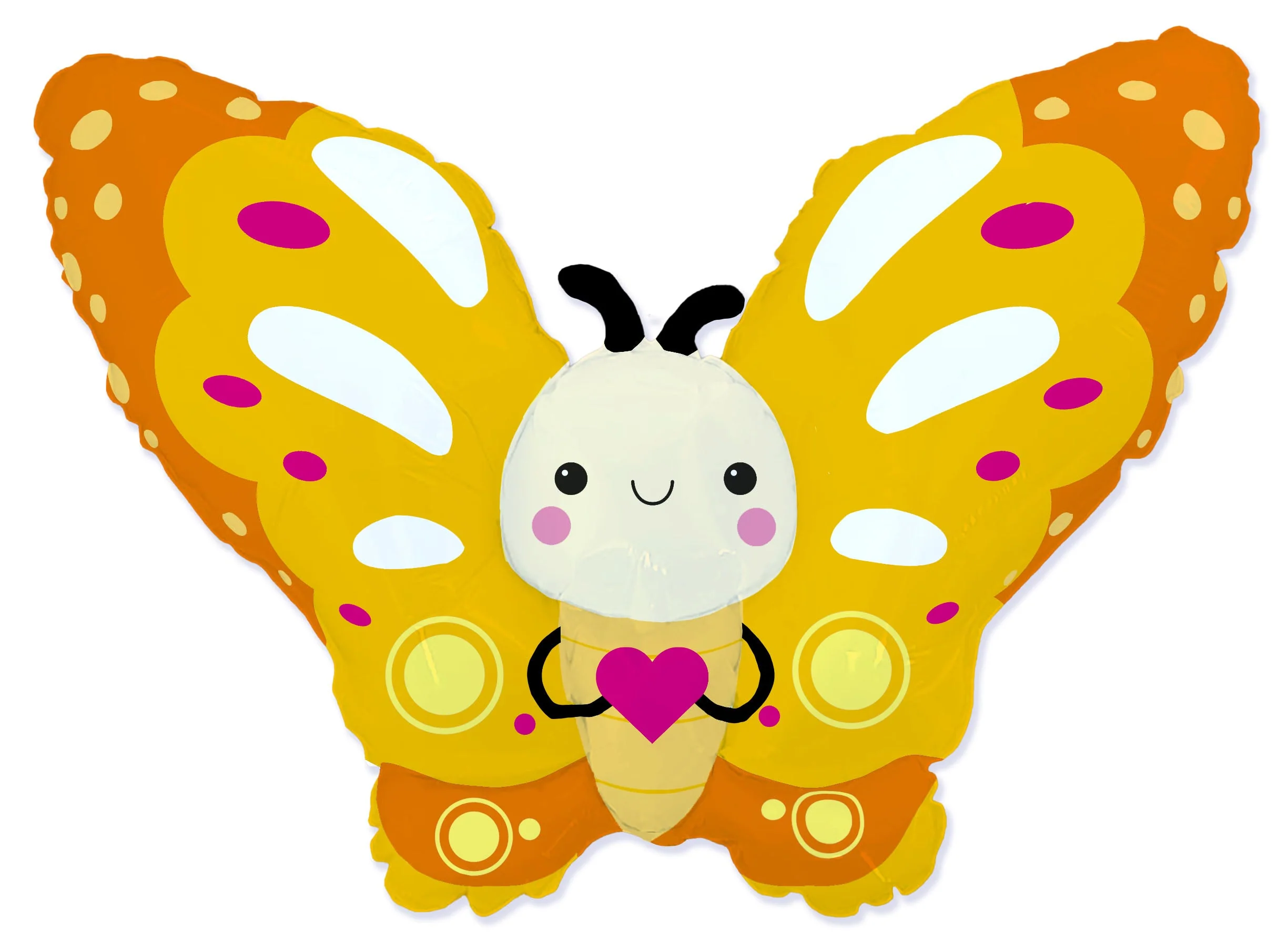 44" Cute Butterfly Yellow Foil Balloon