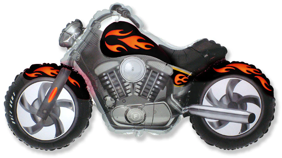 45" Motorcycle Black Balloon (Red or Orange Flame)