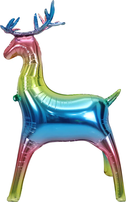 47" Airfill Only Standing Rainbow Deer Foil Balloon