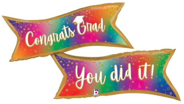 49" Foil Shape Colorful Banner Grad Foil Balloon