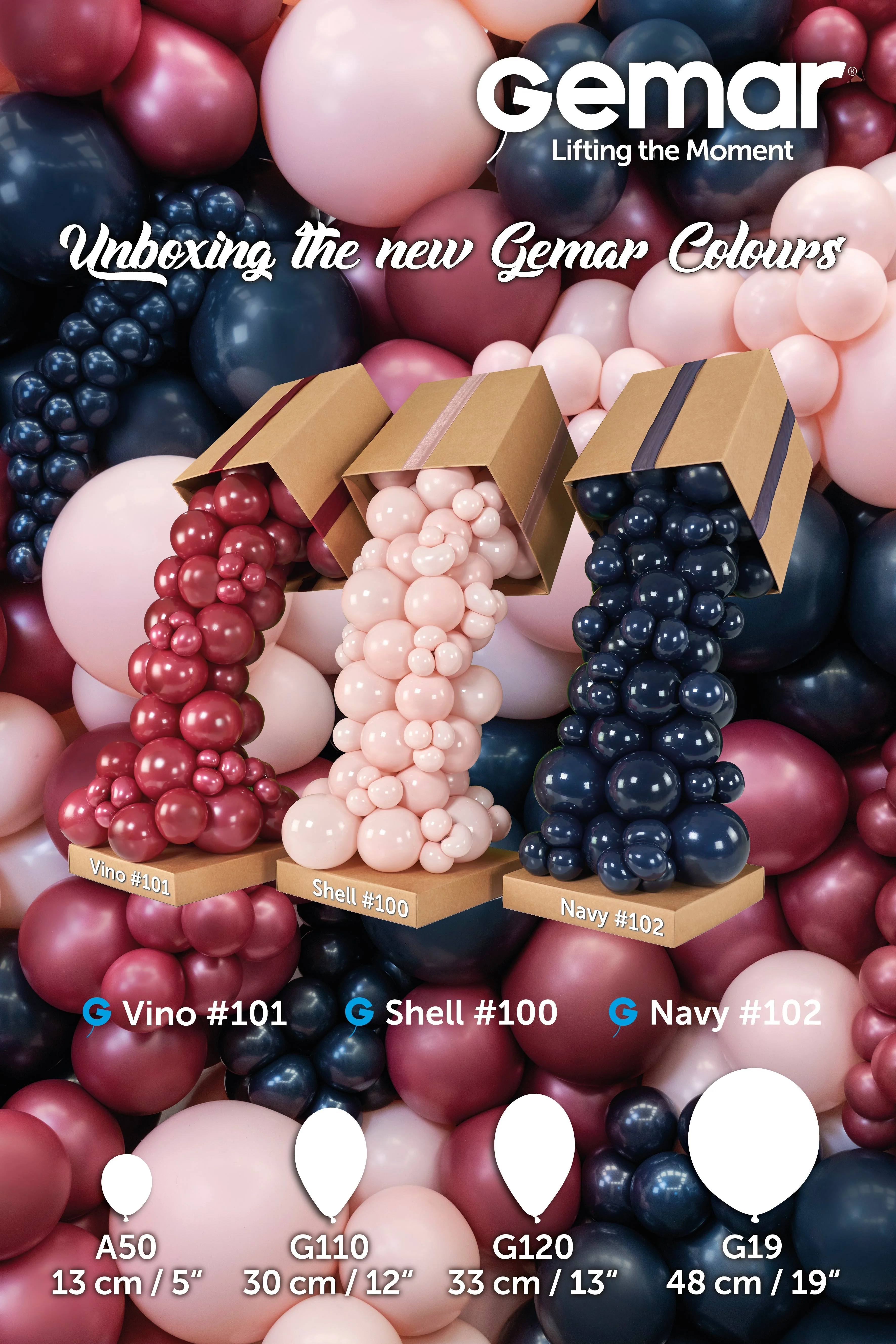 5" Gemar Latex Balloons (Bag of 100) Standard Vino - Image 3