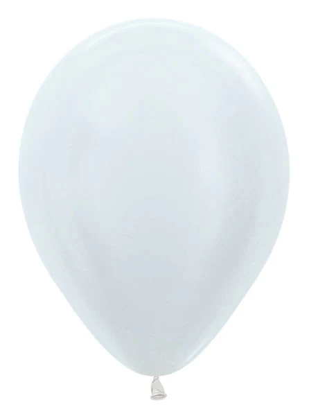 5" Latex Balloons (100 Per Bag) Metallic/Pearl White Sempertex/Betallatex