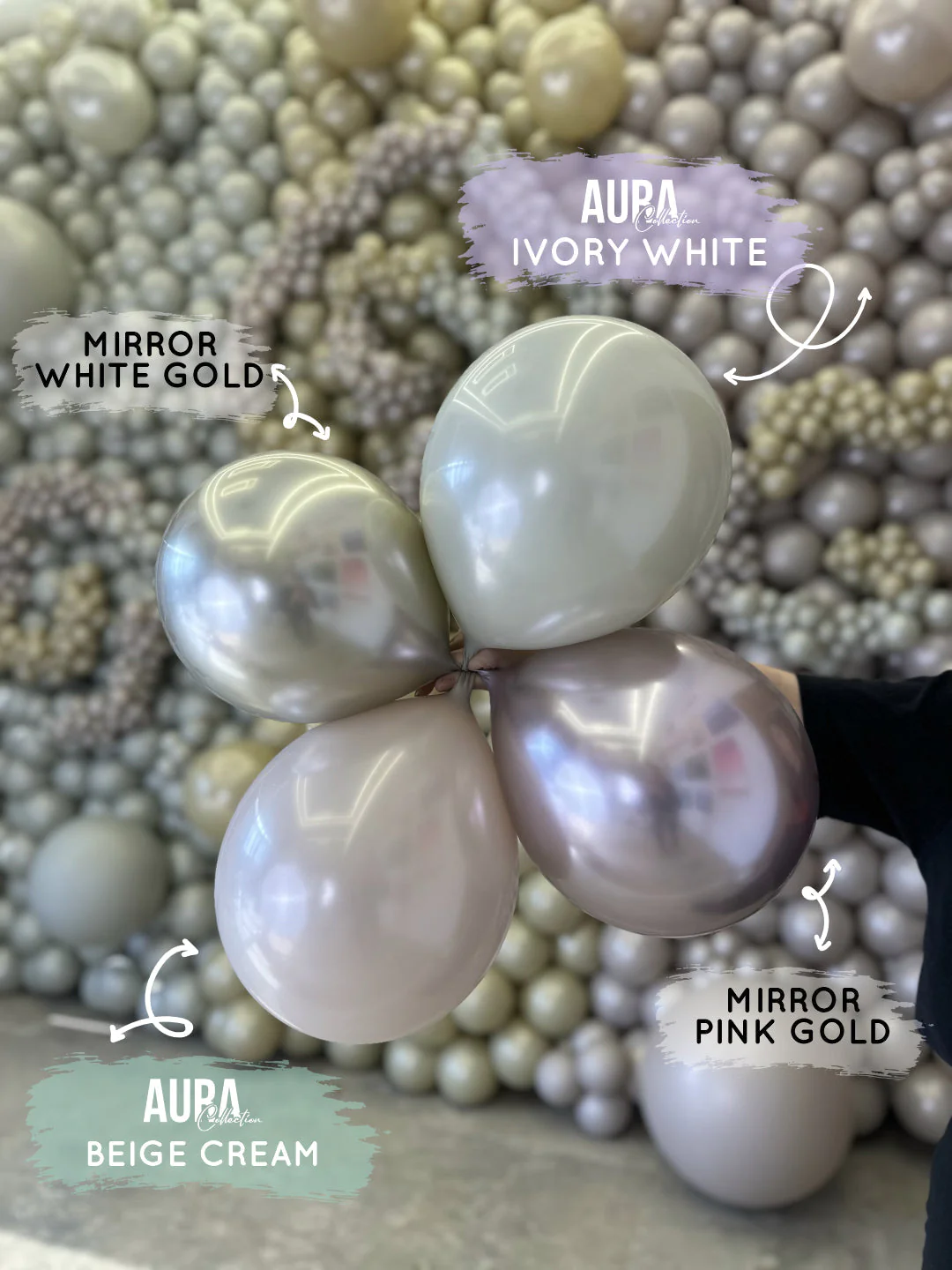 5" Kalisan Brand Latex Balloons Aura Ivory White (50 Per Bag) - Image 14