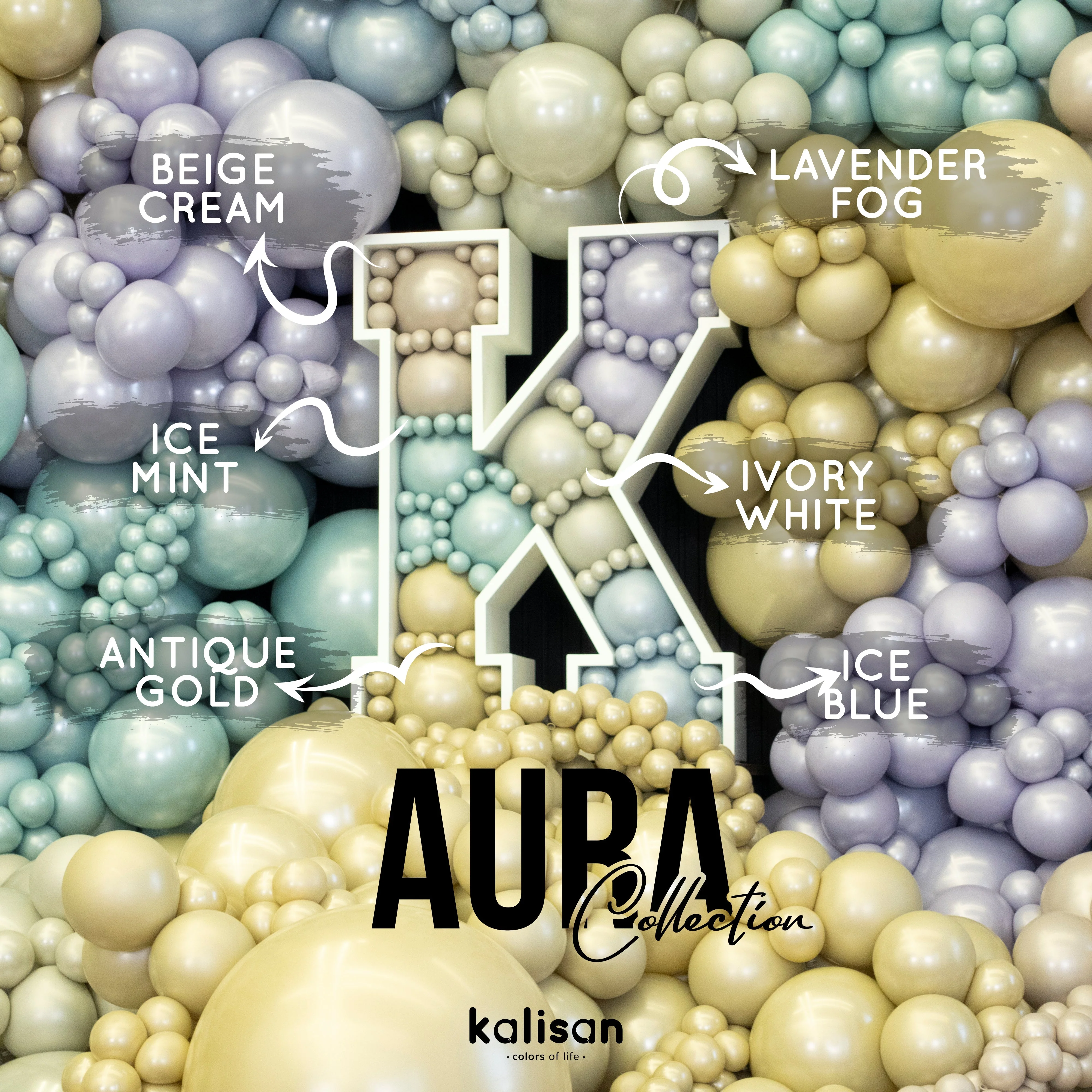 5" Kalisan Brand Latex Balloons Aura Ivory White (50 Per Bag) - Image 30