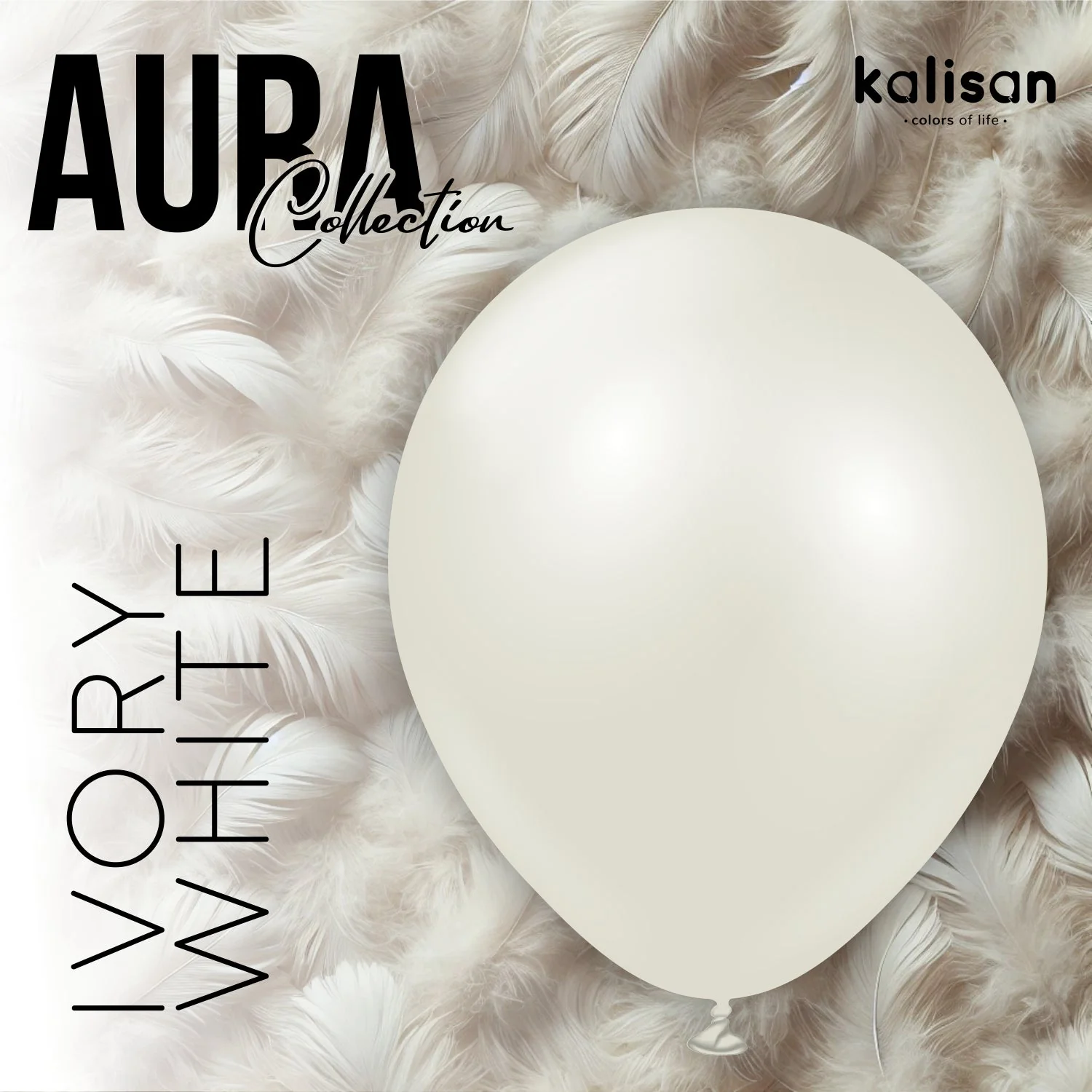 5" Kalisan Brand Latex Balloons Aura Ivory White (50 Per Bag) - Image 4